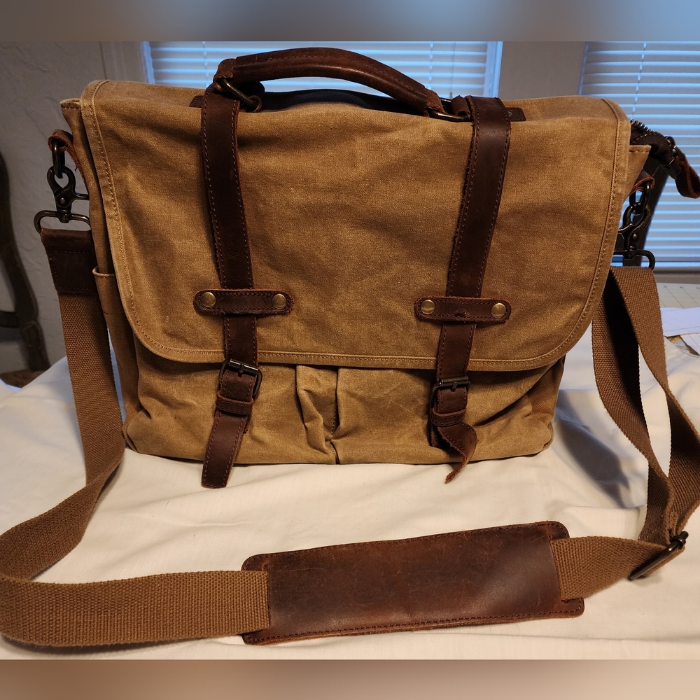 Canvas/ Leather Messenger Bag